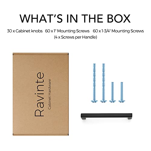 Ravinte Matte Black Cabinet Pulls Slim Cabinet Handles 3-3/4 Inch 30 Pack - size: 3-3/4" Hole Center
