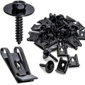 100 Pieces M4.2 Universal Fender Liner Screws and U-Nut Kit, 50 Sets Automotive Body Fasteners, Fender Screws with U Clips for Splash Shield, Wheel Well Liner, Under Cover and Body Panel Repair - color: Black M4.2 x 1.4