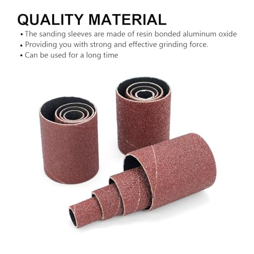 32 Pack Spindle Sander Sleeves, 2”Length, 1/2”,3/4”,1”,1-1/2” Diameter Sanding Sleeves Set for Drill,40 80 120 240 Grit - size: Length: 2''(sanding sleeves)