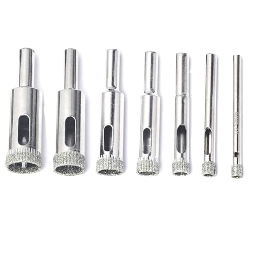 Diamond Drill Bits for Glass, 1/8"-1/2" Diamond Hole Saw Kit | Glass Drill Bits for Ceramic Tile, Pots, Marble, Bottles, Porcelain, Granite, Stone - size: 1/8"-1/2"