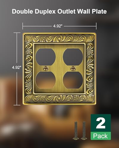 2-Pack Paisley Pattern Double Duplex Outlet Cover,Metal Switch Plates - style: 2 Duplex 2PK