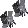 KLEIN TOOLS 60583 Work Gloves, Knit Dipped Cut Resistant ANSI A2 Nitrile Coated Gloves, HPPE Fabric, Touchscreen Capable, Small, 2-Pair - size: Small