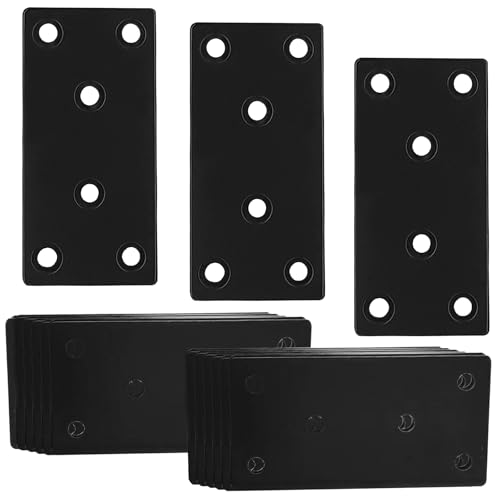 50PCS Flat Straight Brace Brackets, 3.15" Stainless Steel Joining Brackets - size: Black,3.15"x1.6"