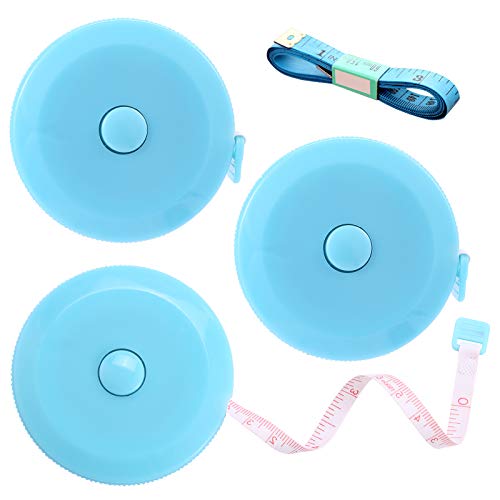 Tape Measure Retractable, Fabric Measuring Tape, 60 Inch Small Sewing Tailor Soft Ruler for Craft Nursing Clothing Medical Travel(3 Pack/Sky Blue) - color: Sky Blue