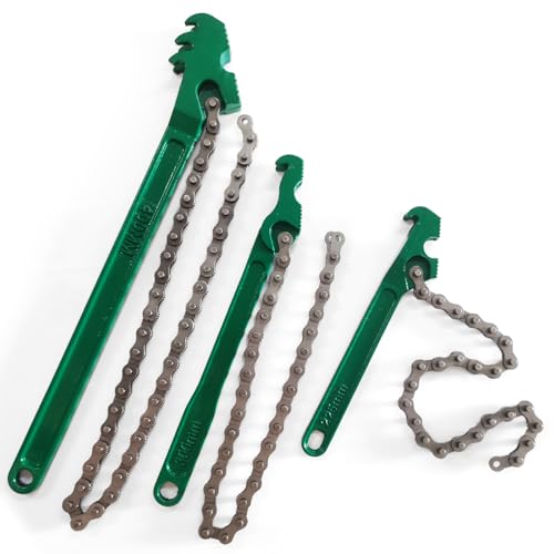 3 Pcs Heavy Duty Chain Wrench, 9 Inch 12 Inch 16 Inch Adjustable Oil Filter Chain Wrench Fits 1.5 Inch to 8 Inch Diameter for Pipe Car Repair (Green)
