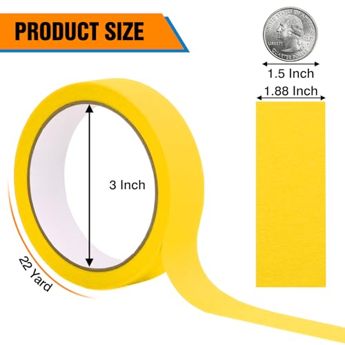 HongWay Masking Tape 1 Inch, 6 Rolls x 22yd (132yds in Total) Painters Tapes for Painting Labeling Arts Crafts, Easy Removal, No Residue (0.94in Yellow) - color: Yellow, size: 0.94IN*22YD