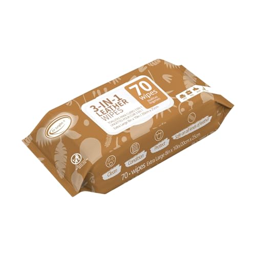Air Jungles 3in1 Leather Cleaner Wipes 70 Count, Extra Large 8" x 10" Size - size: 70 Count (Pack of 1)