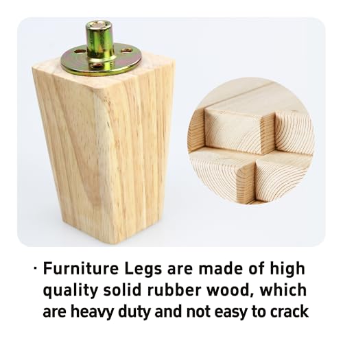 4PCS 3 Inch Solid Wood Furniture Legs, Square Wooden Sofa Couch Feet Leg Replacement for Desk Cabinet Bench Dresser Chair Bookcase Risers Parts, Log Stain - size: 3 Inch