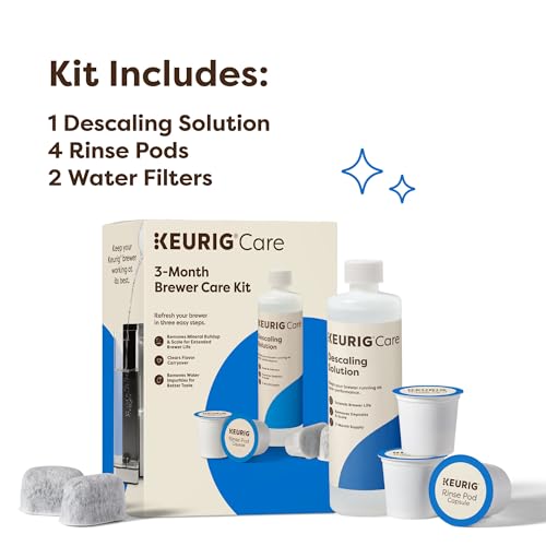 Keurig 3-Month Brewer Maintenance Kit Includes Descaling Solution, Water Filter Cartridges & Rinse Pods, Compatible Classic/1.0 & 2.0 K-Cup Coffee Makers, 7 Count - size: 1 Count (Pack of 1)