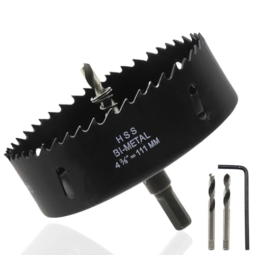 4-3/8"/111mm Hole Saw BI-Metal Hole Saw Cutter for Metal, Drywall, Plastic and Wood - color: black, size: 4-3/8"