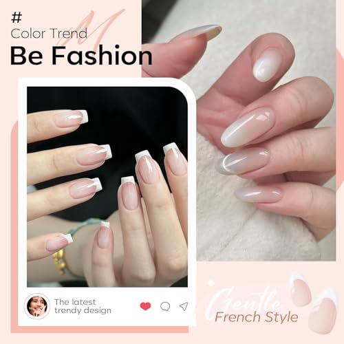 modelones French Tip Gel Polish Set 2 Pcs 15ml Jelly Nude Pink Milky White - color: A1-Snowy Blush