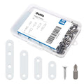 26 PCS White Stainless Steel Straight Bracket Flat Brace, 1.4 in / 1.8 in / 2.2 in / 3.0 in Wood Brackets Mending Repair Plate Brace for Bed Frame, Furniture & Shelves, with 64 White Screws and 1 Bit