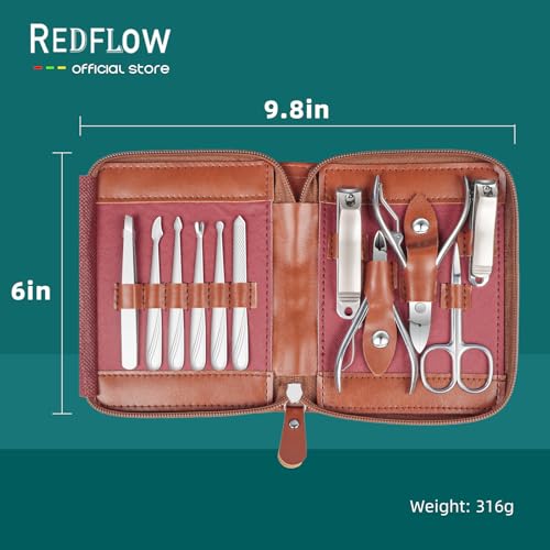 Manicure Set 11 in 1 Stainless Steel Nail Clippers for Men，Manicure Kit for Women，Nail Grooming Kit，Nail Clipper Set，Personal Care Tools - color: Brown