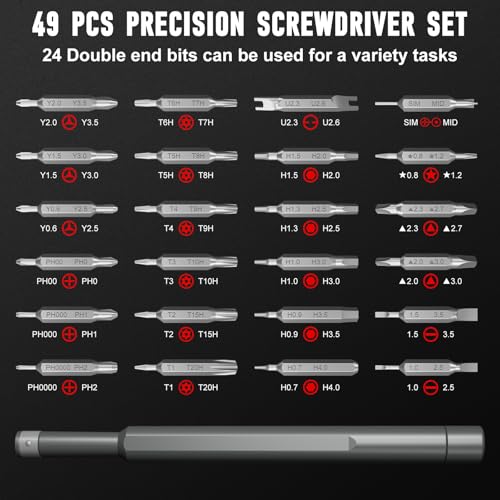 SHARDEN Precision Screwdriver Set for Electronic Repair 60 in 1 | Small Screwdriver Set, Magnetic Repair Tool Kit for Laptop, iPhone, Cell Phone, PC, MacBook, Computer, PS5, Glasses, Watch - color: 60 in 1 Black