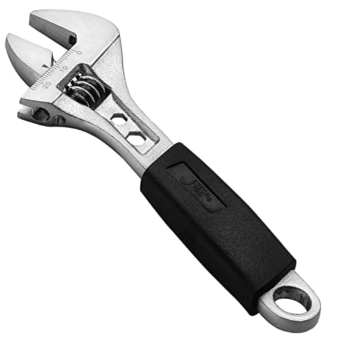 Jetech 6 Inch Adjustable Wrench with Softgrip Handle, Professional Shifter Spanner, Wide Caliber Opening, Chrome Vanadium Steel, Rust-Resistant Finish - size: 6 Inch