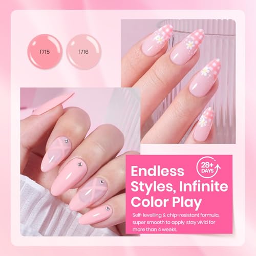 Beetles Pink Gel Polish Set, Pink Melody, 6 Colors Gel Nail Polish Set - color: A - Creme | Pink Melody