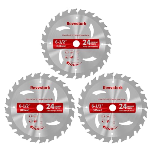 6-1/2" 24T 3 Pack Circular Saw Blade for Cutting Wood, 5/8" - size: 6-1/2 In 24T(3PCS)
