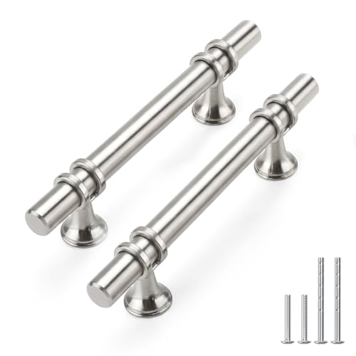 Rergy 10 Pack 3-3/4 Inch Hole Center Brushed Nickel Kitchen Cabinet Pulls - color: Brushed Nickel, size: 3-3/4in Hole Center(96mm)
