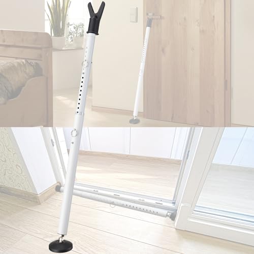Door Stoppers Security,Heavy Duty portable door lock,2-in-1 Adjustable Sliding Door Lock Bar,Door Barricade Security Bars for Window,stop, Front Door, Patio Door, Apartment, Hotel Room (White) - color: White, size: 1 Pack