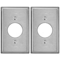 BESTTEN 2 Pack 1-Gang 1.406" Hole Metal Wall Plate for Single Receptacle - color: Brushed Stainless Steel