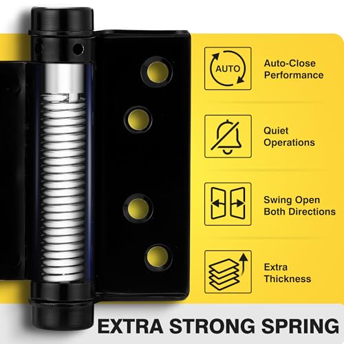 KOLET Double Action Door Hinges, 3 Inches, Matte Black, 4 Pack - color: Matte Black, size: 3 Inch
