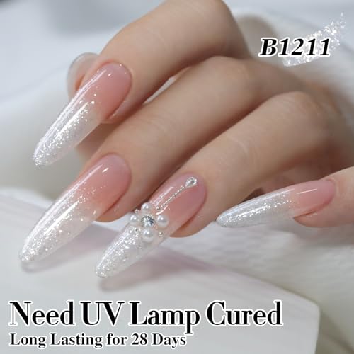 Double Rhythm 15ML Glitter Gel Polish Shimmer Reflective Holographic Color Magnetic for Nail Art Salon DIY at Home (Snow Glitter-B1211) - color: Milky Snow