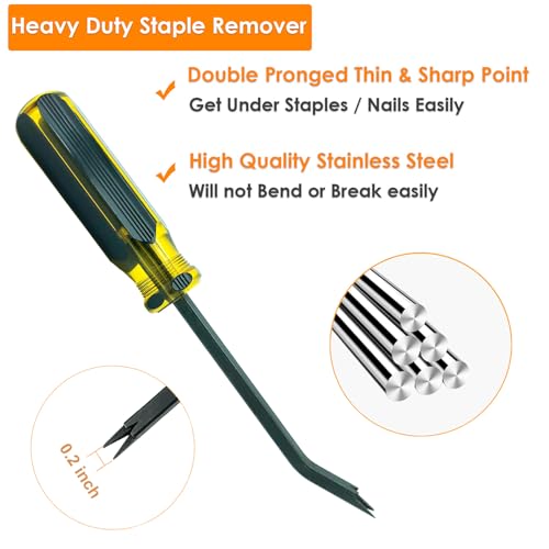 Staple Remover Tool, Heavy Duty Upholstery Tool Staple Puller with Double Pronged Head Nail Remover for Furniture Wood Floor Carton Carpet 2pcs - size: 2pcs Staple Remover