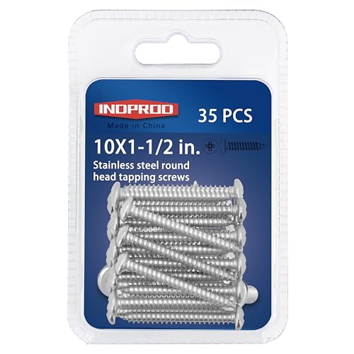 #10x1-1/2 Wood Screw, 304 Stainless Steel Round Head Screws, Phillips Pan Head Sheet Metal Screws, M5 x 40mm Self Tapping Screws, 10x1-1/2-Inch, 35-Piece - size: #10x1-1/2" (M5x40mm)