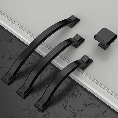 Amerdeco 10 Pack Matte Black Cabinet Pulls 7" - color: Matte Black, size: 7" hole center
