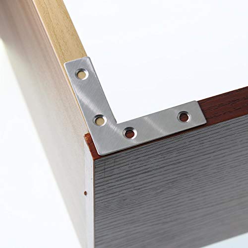 Stainless Steel L Shape Flat Corner Brace Bracket for Wood, Metal Fixing Joining Support Brace for Shelves, Furniture and Cabinet 10 Pack (40x40mm) - size: 40 x 40 mm