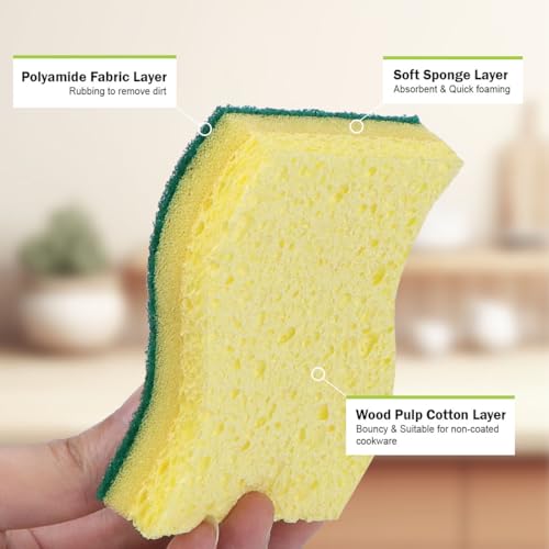 AIDEA Sponges Kitchen, Heavy-Duty Scrub Sponge, 12Count, Sponges for Dishes - color: Light-green