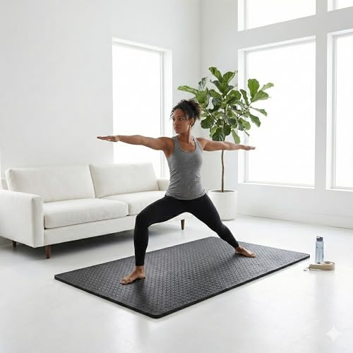 BalanceFrom 6 Piece Foam Floor Mat Puzzle Tiles, 3/4” Thick, 24 Sq Ft - color: Black, style: 3/4" Thick, 24 Square Feet