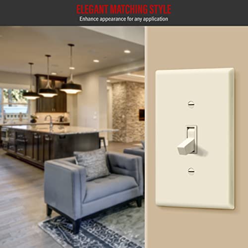 ENERLITES Mid-Size Toggle Light Switch Wall Plate Cover, 1 Pack, White - color: Light Almond, size: Mid-Size