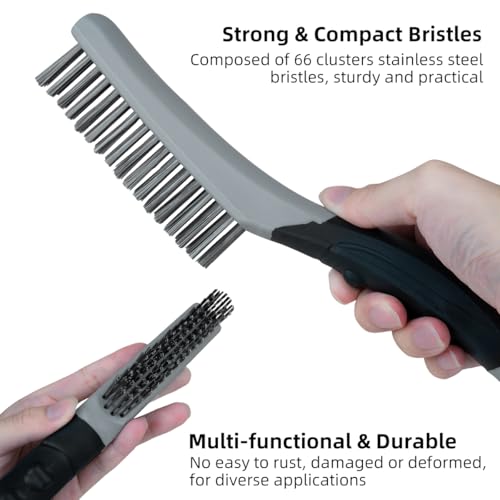7 PCS Wire Brush Set, Brass Wire Brush and Stiff Bristle Metal Brush with Handle, Heavy Duty Stainless Steel Wire Brushes for Cleaning Rust, Paint Removal, Grill, Welding Slag