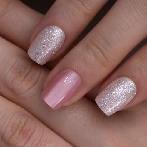 CurvLife Short Square French Tip Press On Nails, Noir Trim Black, Soft Gel - color: Latte Spark