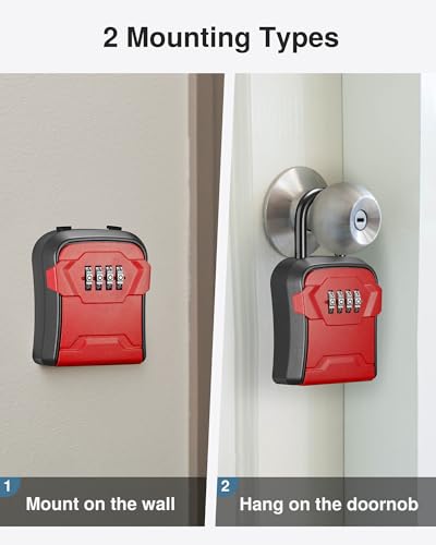 Puroma Key Lock Box for House Keys Combination Lockbox with Code, 1 Red - color: Red