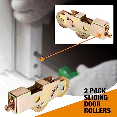 Sliding Door Rollers Replacement Sliding Patio Door 1-1/4 Inch Tandem Roller Assembly, 5/16 Inch Steel Ball Wheel Bearing for Sliding Glass Door Screen Door Gate, 2 Pack