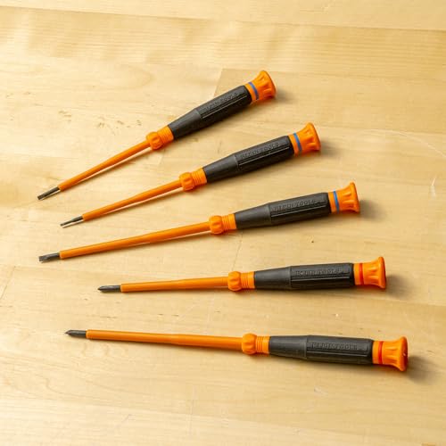 Klein Tools 85615INS Mini Precision Screwdriver Set, 1000V Rated Insulated Screwdrivers with (2) Phillips and (3) Slotted Tips, 5-Piece - style: 5-Piece Kit