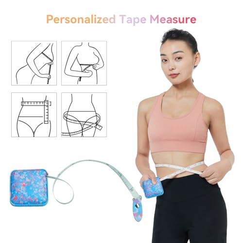Mini Retractable Soft Tape Measure for Sewing, Fabric, Body Measurements - Emerald Green+Ice Blue - color: Emerald Green+Ice blue