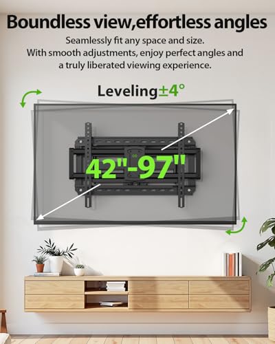 USX MOUNT Full Motion TV Wall Mount for Large TVs 42-97 Inch up to 150 lbs - size: For 42" to 97" TVs
