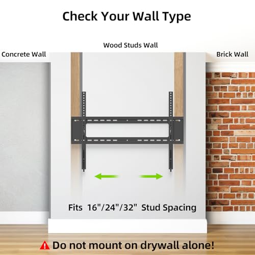 USX MOUNT Fixed TV Wall Mount for 65-120 inch Flat TVs up to 220 Lbs, Low Profile Wall Mount TV Bracket fits 16" 18" 24" 32" Stud Spacing, Max VESA 900x600mm for Most 100 98 90 85 86 inch TV - size: 65-120 inch