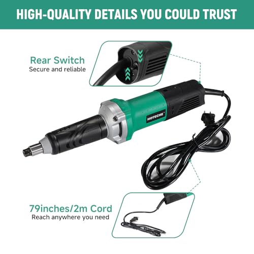Hoteche 1/4-Inch Electric Die Grinder 6-Amp Heavy Duty Compact High-Speed Rotary Die Grinder Tool for Precision Grinding, Cutting, and Polishing