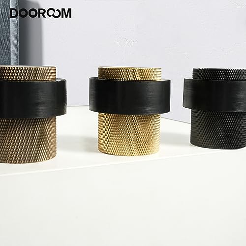 1-1/2 Inch Long Heavy Duty Cylindrical Floor Mounted Brass Door Stopper Holder Protects Doors, 1 Pack, Brushed Brass - color: Brushed Brass