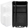 Geelin 52 Pcs 2 Inch Paint Tray Liner Set with 2 Pcs Paint Roller Trays Disposable Paint Tray Liner Deep Textured Ridge Household Paint Tray Fits Most Mini Paint Rollers for Paint Supplies