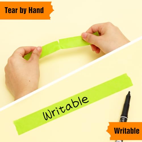 HongWay Masking Tape 1 Inch, 6 Rolls x 22yd (132yds in Total) Painters Tapes for Painting Labeling Arts Crafts, Easy Removal, No Residue (0.94in Green) - color: Green, size: 0.94IN*22YD