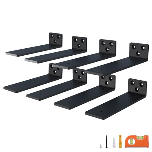 NEODROP 8-Pack 4 Inch Floating Shelf Brackets, Heavy Duty Hidden Brackets For Small, Kitchen, Nursery Shelves, Black Powder Coated Steel - size: 4 Inch, style: 8 Pack