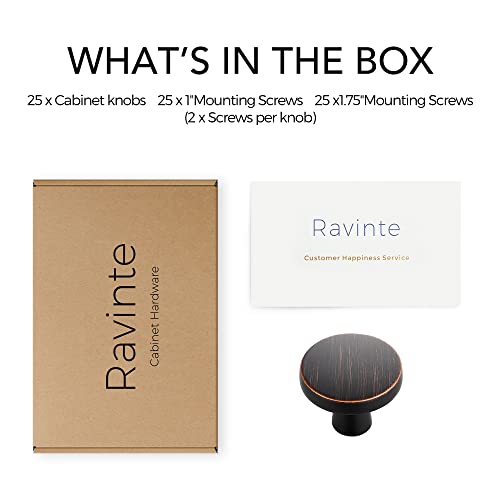 Ravinte Oil Rubbed Bronze Drawer Pulls, 1-1/4 Inch Cabinet Knobs,25 Pack - color: Oil Rubbed Bronze