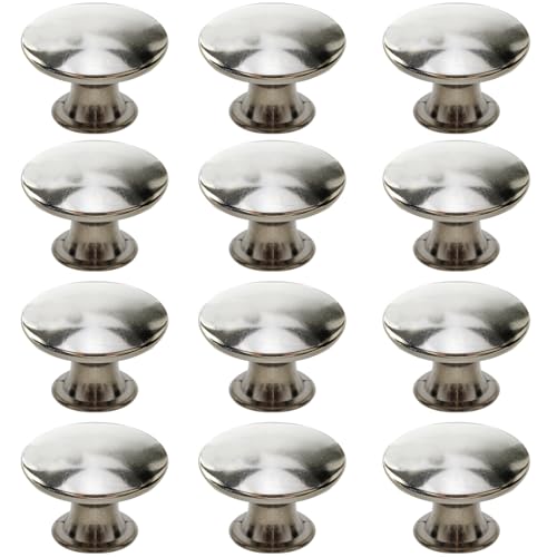 Cabinet Knobs Silver, 12 Pack Rustic Round Metal Dresser Pulls Furniture Handles with Screws for Chest of Drawers Kitchen Cupboard Wardrobe Door, 30x21mm - color: Silver