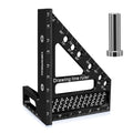 Precision Multi-Angle Carpenter's Square - Versatile Aluminum Woodworking Tool with Laser-Etched Markings for Engineering & Construction - color: Black