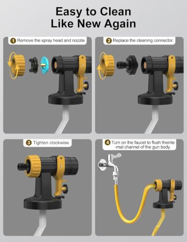 Paint Sprayer, Electric Spray Paint Gun, 3 Modes & 4 Brass Nozzles - color: Yellow